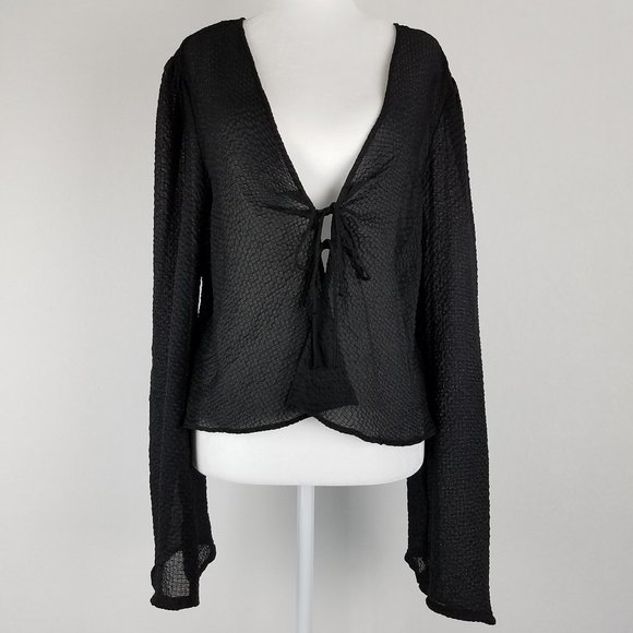 Urban Outfitters Tops - Urban Outfitters Black Sheer Bell Sleeve Topper M